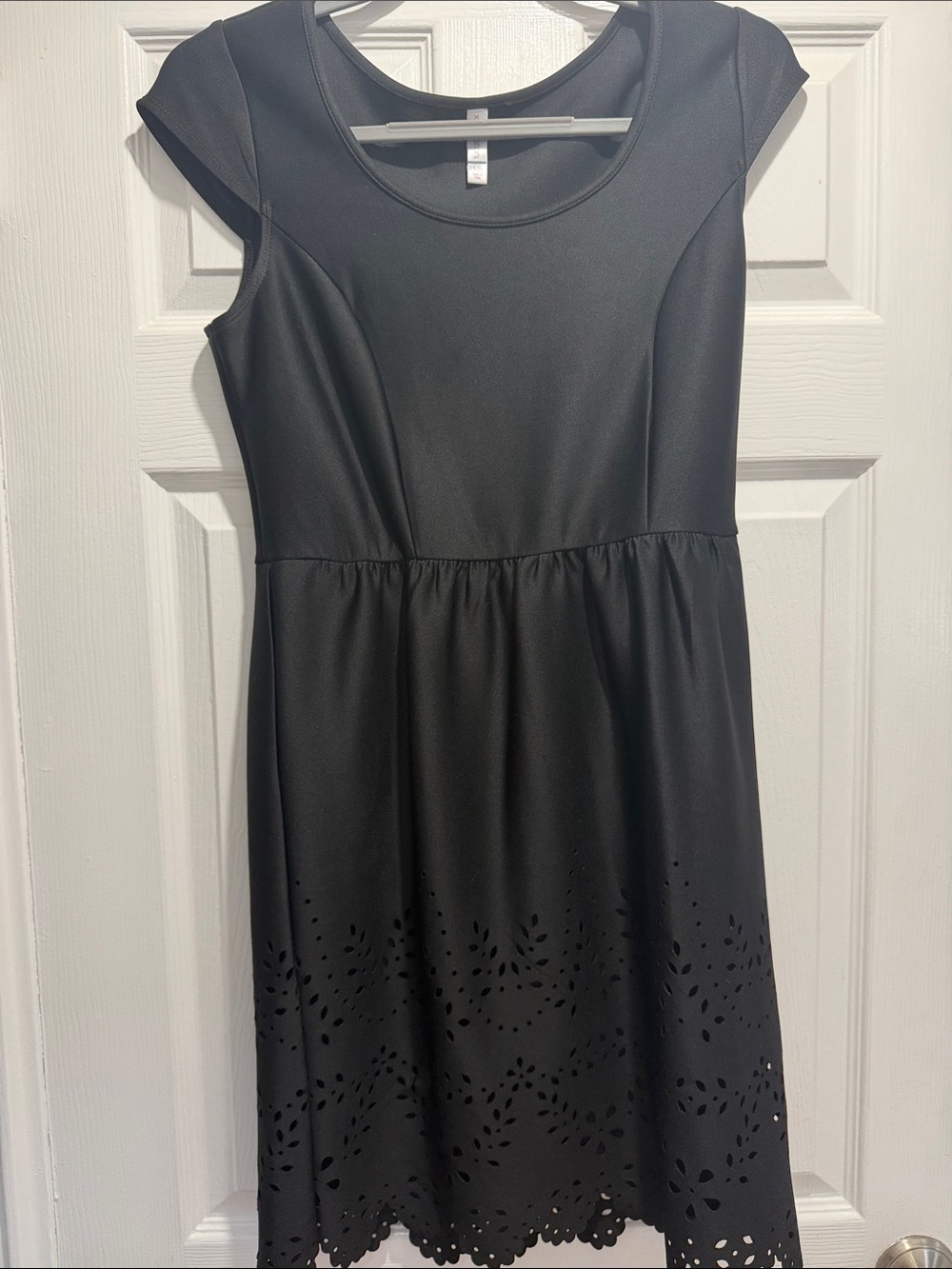 Xhilaration black eyelet cut out dress with slip; women’s large